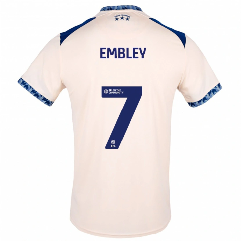 Danxen Uomo Maglia Leah Embley #7 Bianco Sporco Blu Navy Kit Gara Away 2025/26 Maglietta