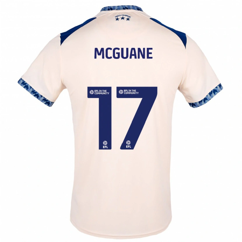 Danxen Uomo Maglia Marcus Mcguane #17 Bianco Sporco Blu Navy Kit Gara Away 2025/26 Maglietta