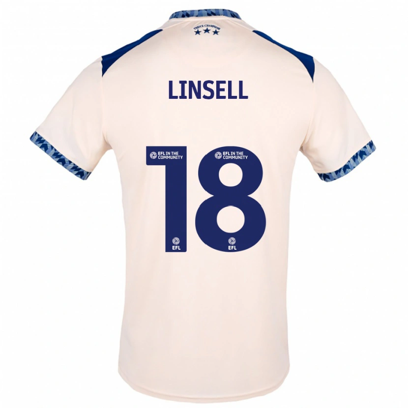 Danxen Uomo Maglia Alice Linsell #18 Bianco Sporco Blu Navy Kit Gara Away 2025/26 Maglietta