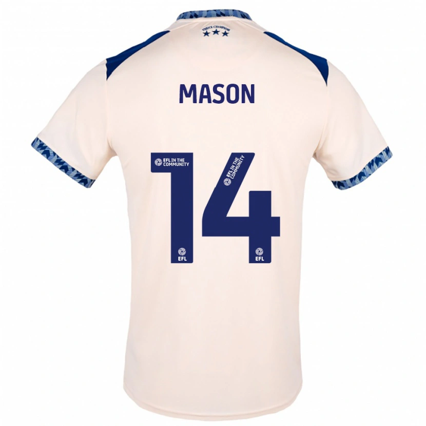 Danxen Uomo Maglia Yasmin Mason #14 Bianco Sporco Blu Navy Kit Gara Away 2025/26 Maglietta