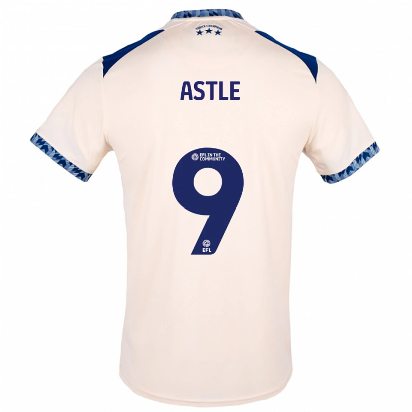 Danxen Uomo Maglia Katie Astle #9 Bianco Sporco Blu Navy Kit Gara Away 2025/26 Maglietta