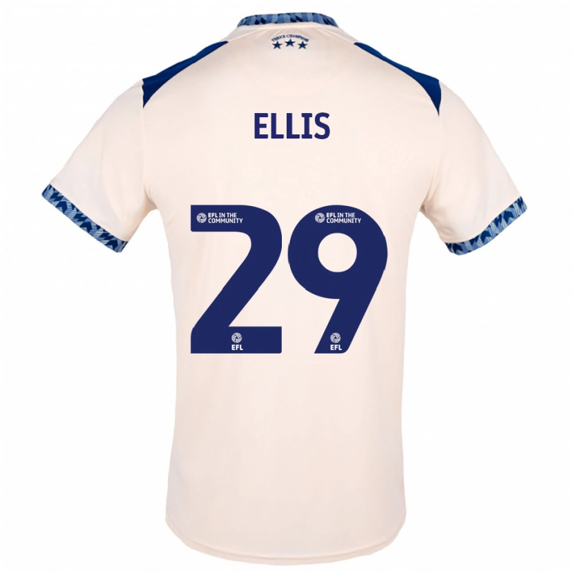Danxen Uomo Maglia Molly Ellis #29 Bianco Sporco Blu Navy Kit Gara Away 2025/26 Maglietta