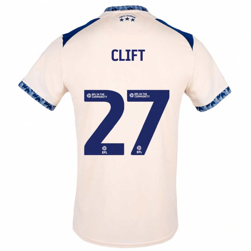 Danxen Uomo Maglia Cassidy Clift #27 Bianco Sporco Blu Navy Kit Gara Away 2025/26 Maglietta