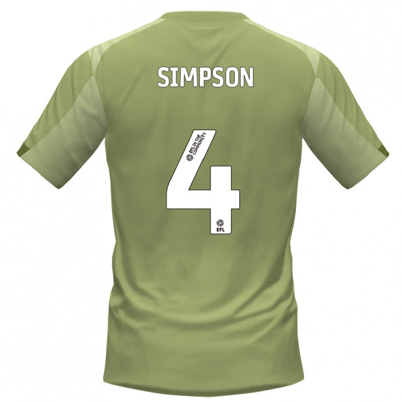 Danxen Uomo Maglia Jack Simpson #4 Salvia Champagne Kit Gara Away 2025/26 Maglietta