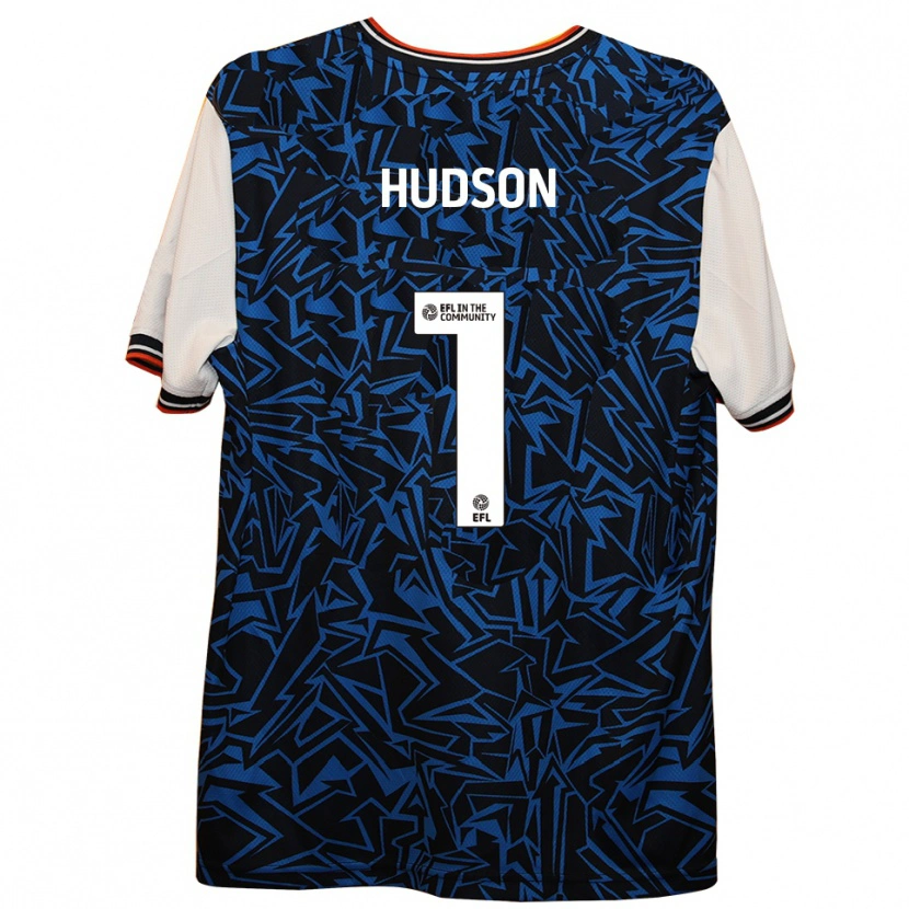 Danxen Uomo Maglia Sarah Hudson #1 Blu Nero Bianco Kit Gara Away 2025/26 Maglietta