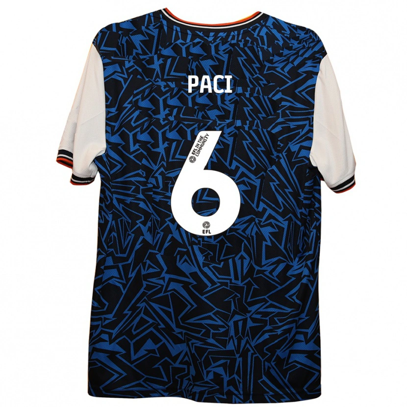 Danxen Uomo Maglia Stefania Paci #6 Blu Nero Bianco Kit Gara Away 2025/26 Maglietta