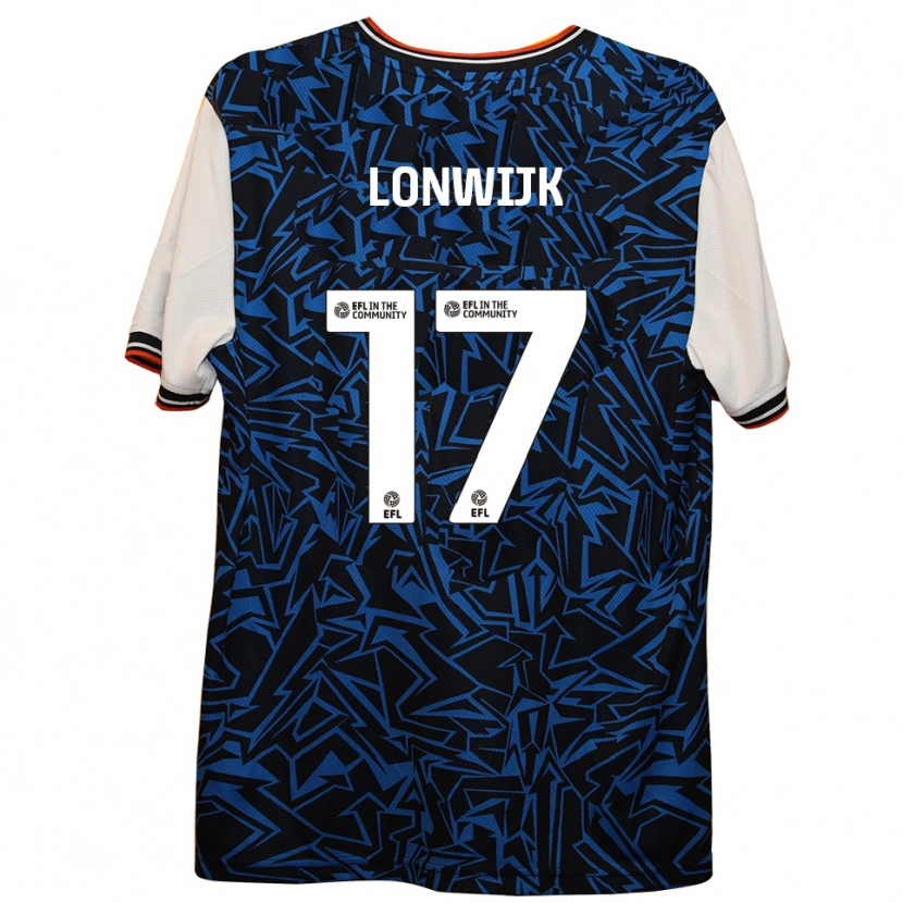 Danxen Uomo Maglia Nigel Lonwijk #17 Blu Nero Bianco Kit Gara Away 2025/26 Maglietta