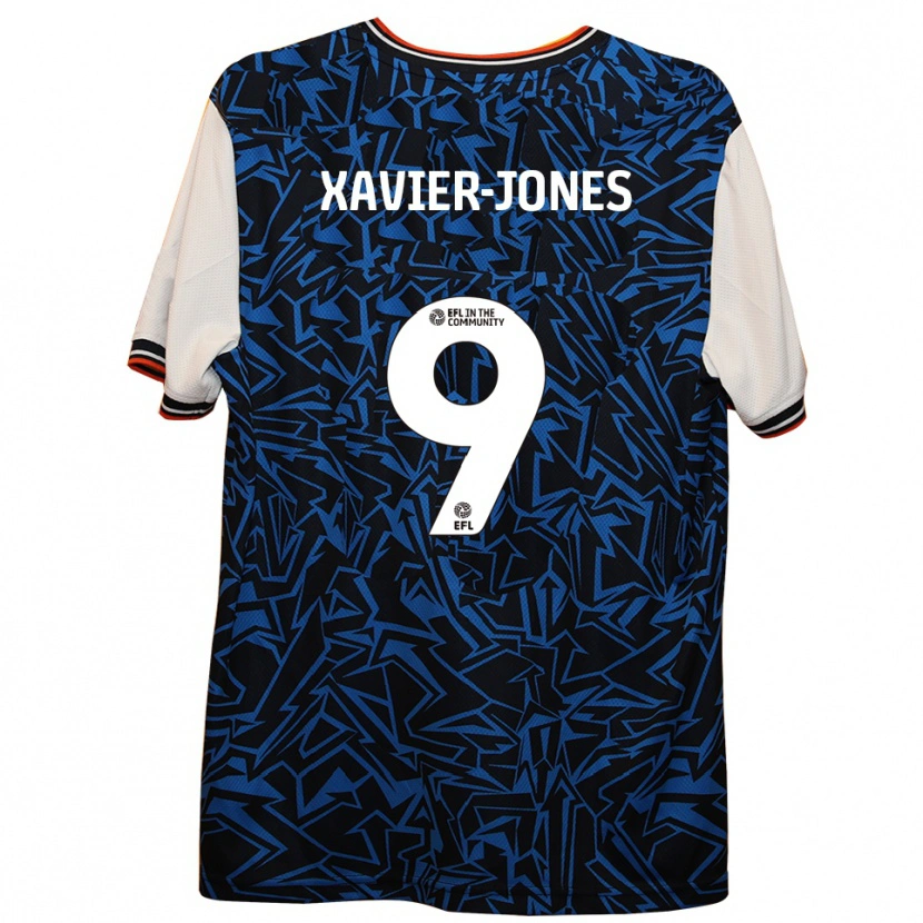 Danxen Uomo Maglia Tate Xavier-Jones #9 Blu Nero Bianco Kit Gara Away 2025/26 Maglietta