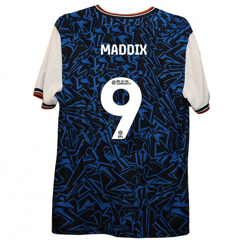Danxen Uomo Maglia Leyah Maddix #9 Blu Nero Bianco Kit Gara Away 2025/26 Maglietta