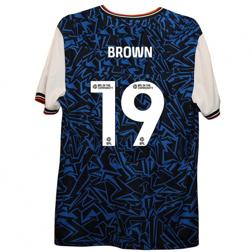Danxen Uomo Maglia Jacob Brown #19 Blu Nero Bianco Kit Gara Away 2025/26 Maglietta