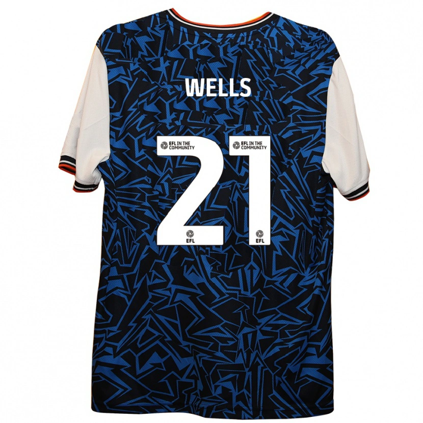 Danxen Uomo Maglia Nahki Wells #21 Blu Nero Bianco Kit Gara Away 2025/26 Maglietta