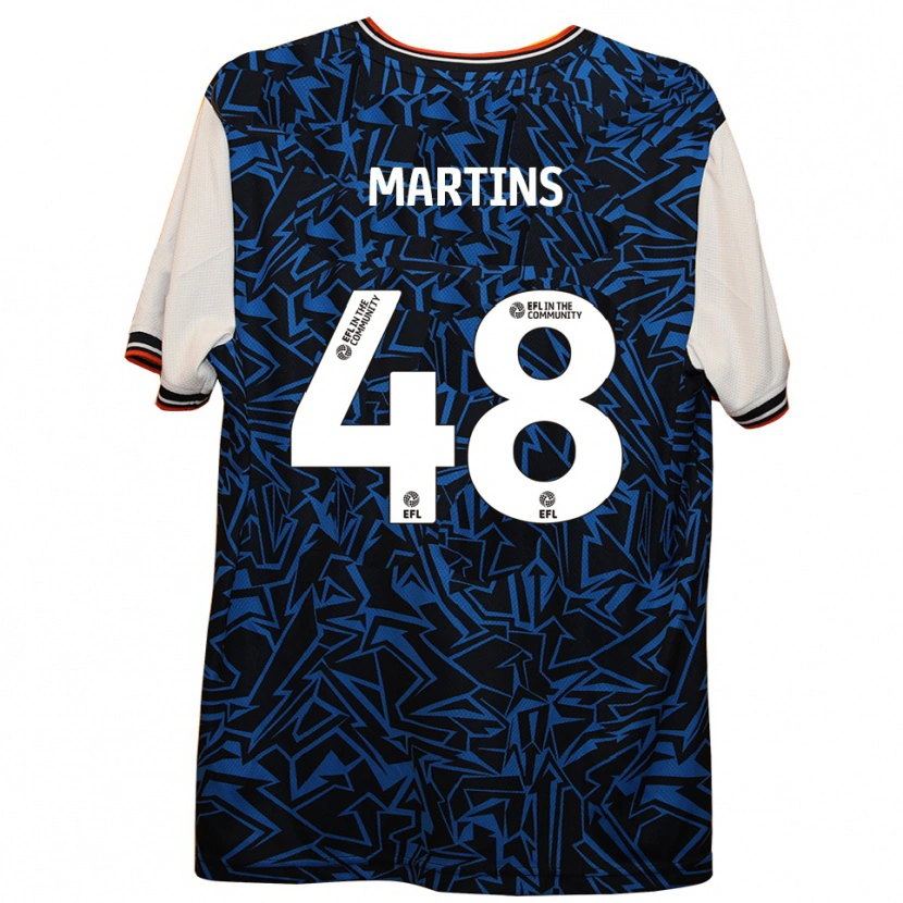 Danxen Uomo Maglia Dominic Dos Santos Martins #48 Blu Nero Bianco Kit Gara Away 2025/26 Maglietta