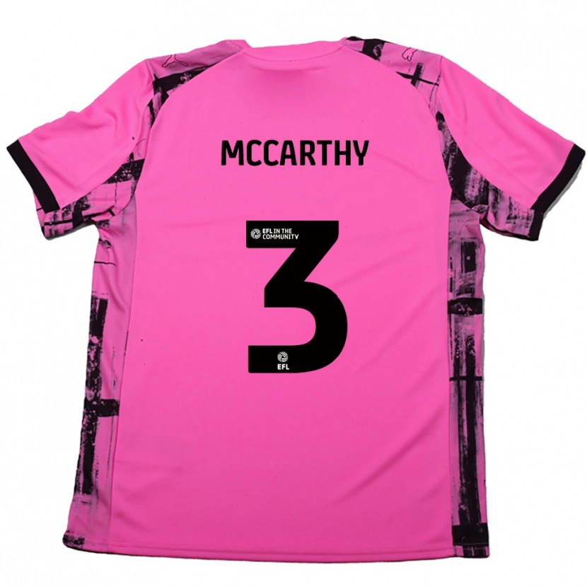 Danxen Uomo Maglia Conor Mccarthy #3 Rosso Rosa Nero Kit Gara Away 2025/26 Maglietta