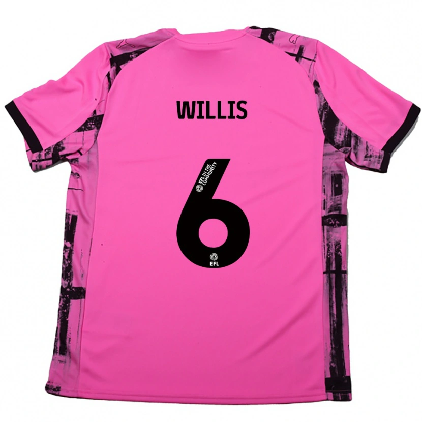 Danxen Uomo Maglia Jordan Willis #6 Rosso Rosa Nero Kit Gara Away 2025/26 Maglietta