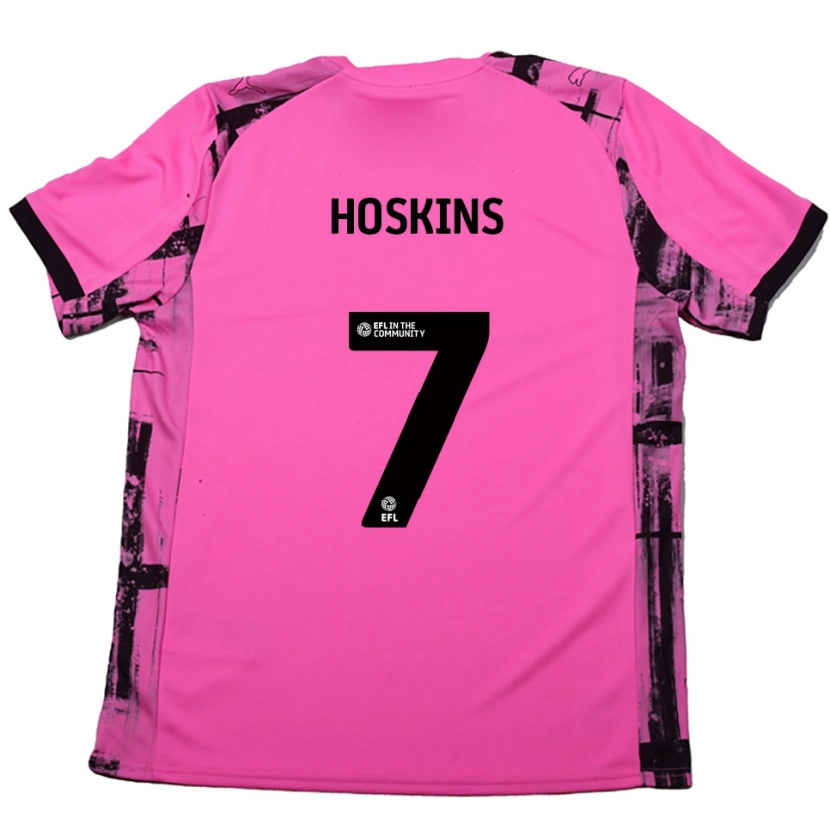 Danxen Uomo Maglia Sam Hoskins #7 Rosso Rosa Nero Kit Gara Away 2025/26 Maglietta