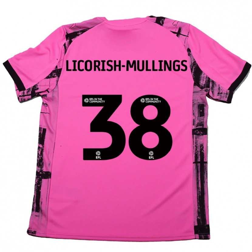 Danxen Uomo Maglia Kiantay Licorish-Mullings #38 Rosso Rosa Nero Kit Gara Away 2025/26 Maglietta