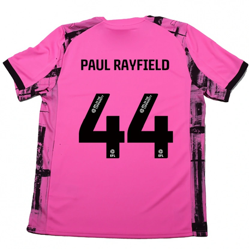 Danxen Uomo Maglia Josh Paul Rayfield #44 Rosso Rosa Nero Kit Gara Away 2025/26 Maglietta