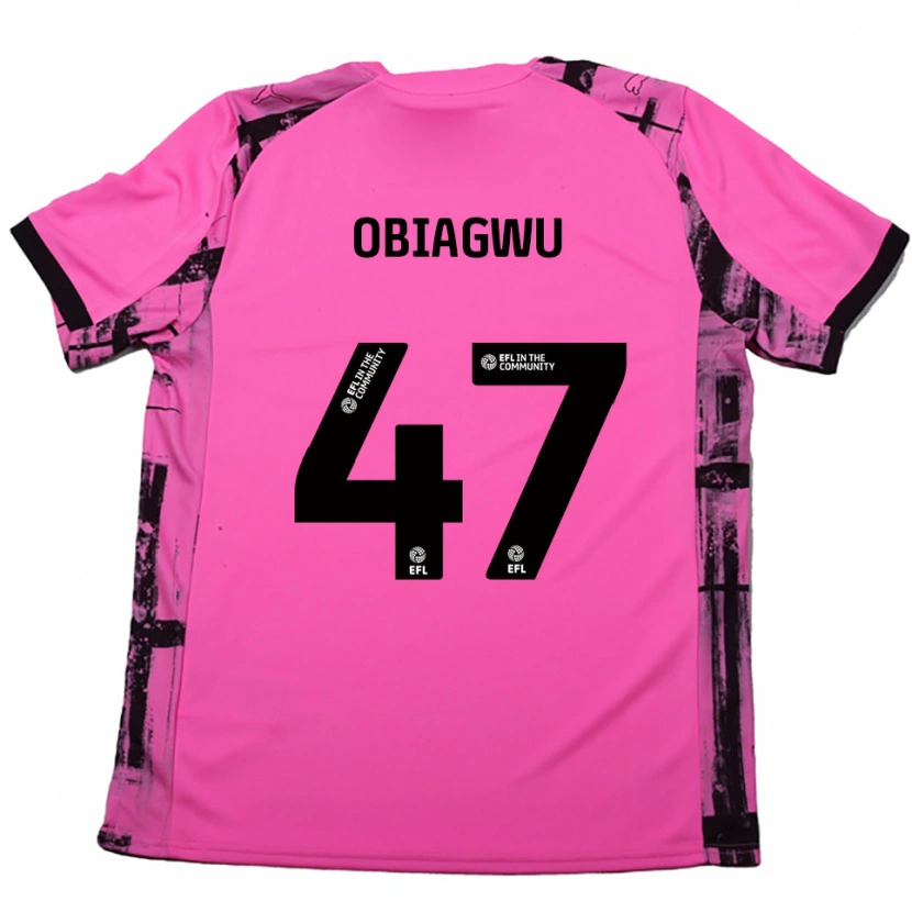 Danxen Uomo Maglia Fran Obiagwu #47 Rosso Rosa Nero Kit Gara Away 2025/26 Maglietta