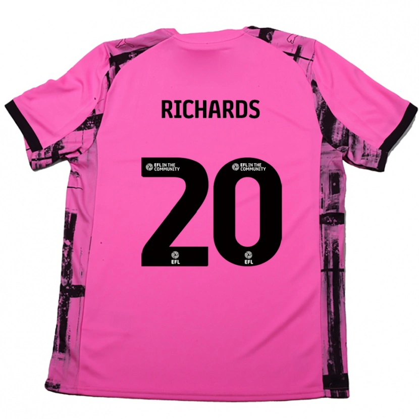 Danxen Uomo Maglia Mia Richards #20 Rosso Rosa Nero Kit Gara Away 2025/26 Maglietta
