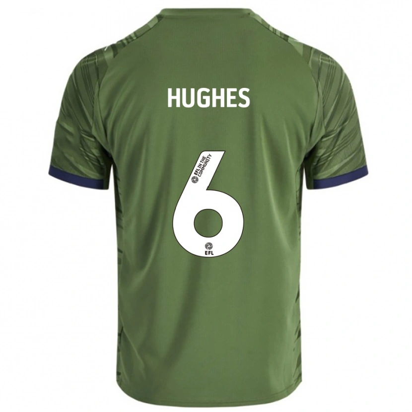 Danxen Uomo Maglia Sam Hughes #6 Verde Bianco Kit Gara Away 2025/26 Maglietta