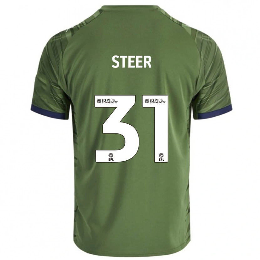 Danxen Uomo Maglia Jed Steer #31 Verde Bianco Kit Gara Away 2025/26 Maglietta