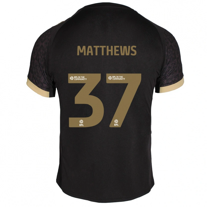 Danxen Uomo Maglia Jack Matthews #37 Nero Oro Kit Gara Away 2025/26 Maglietta