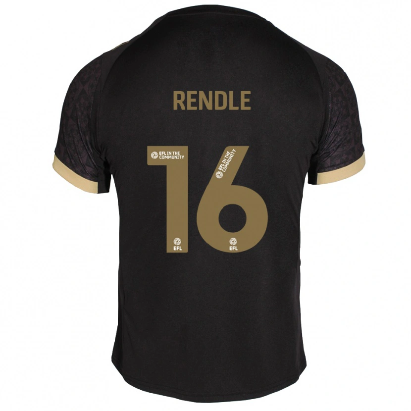 Danxen Uomo Maglia Jared Rendle #16 Nero Oro Kit Gara Away 2025/26 Maglietta