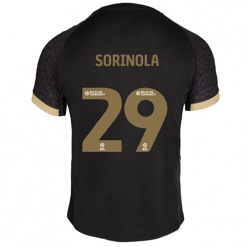 Danxen Uomo Maglia Matthew Sorinola #29 Nero Oro Kit Gara Away 2025/26 Maglietta