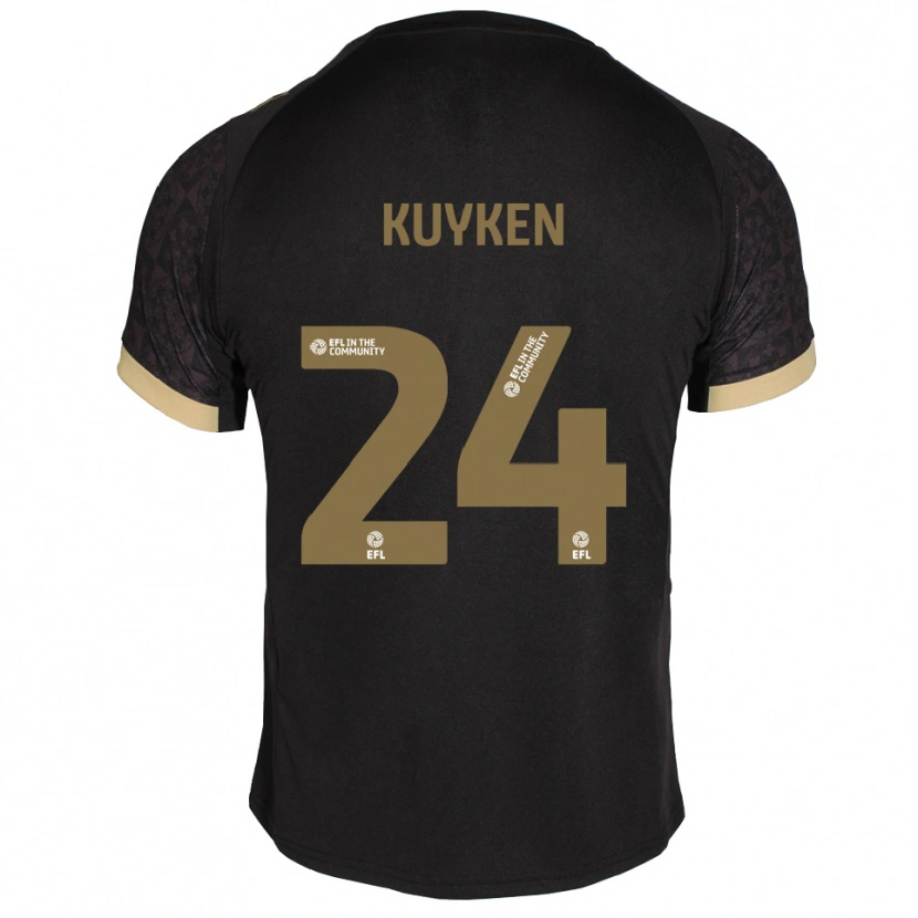 Danxen Uomo Maglia Ava Kuyken #24 Nero Oro Kit Gara Away 2025/26 Maglietta