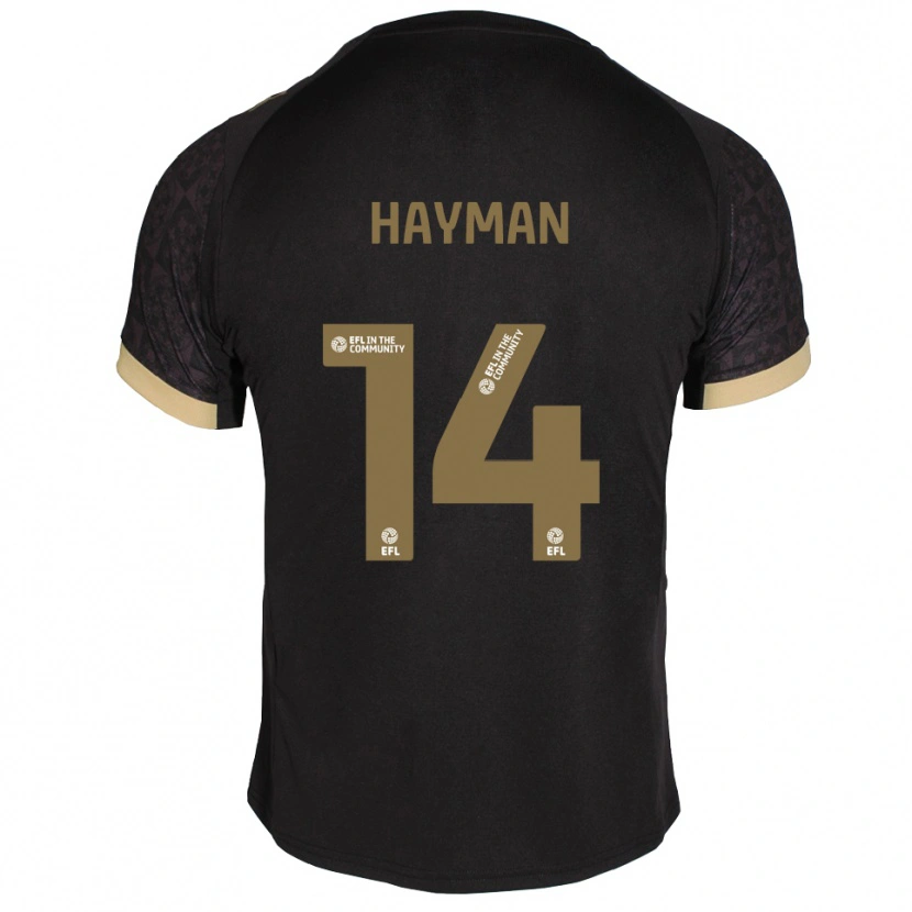 Danxen Uomo Maglia Sam Hayman #14 Nero Oro Kit Gara Away 2025/26 Maglietta