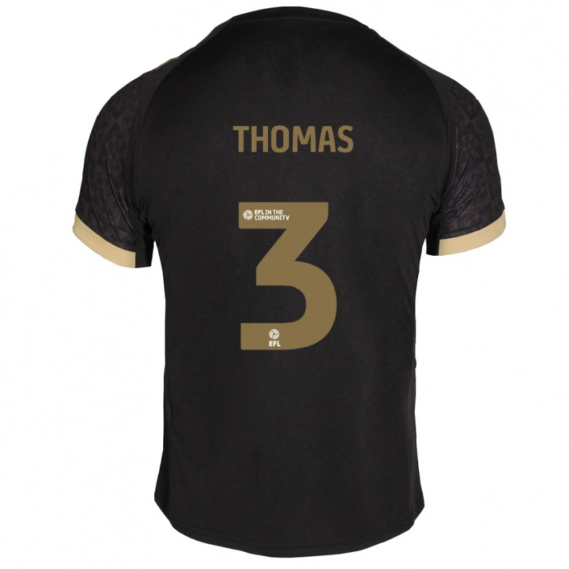 Danxen Uomo Maglia Roxylea Thomas #3 Nero Oro Kit Gara Away 2025/26 Maglietta