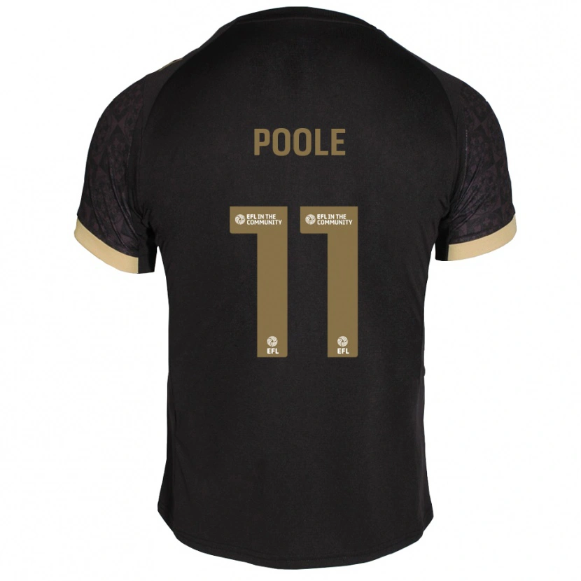 Danxen Uomo Maglia Fletcher Poole #11 Nero Oro Kit Gara Away 2025/26 Maglietta