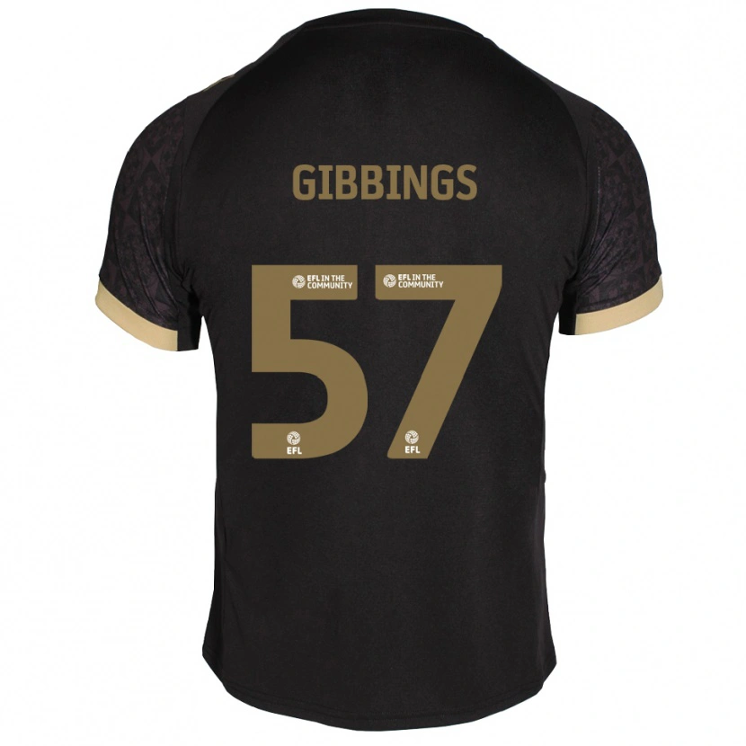 Danxen Uomo Maglia Cole Gibbings #57 Nero Oro Kit Gara Away 2025/26 Maglietta
