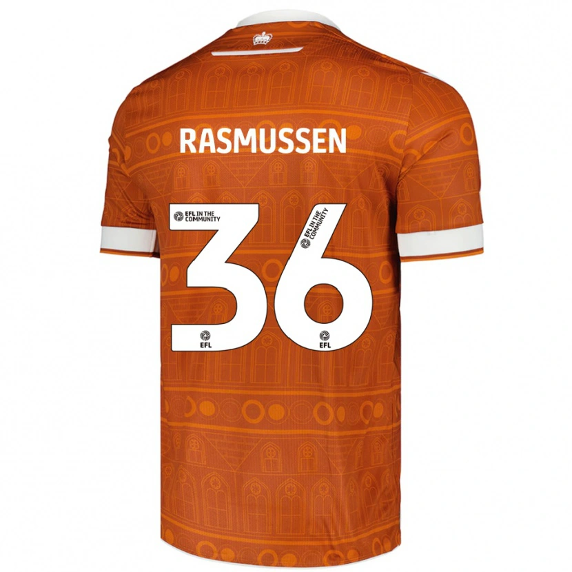 Danxen Uomo Maglia Tash Rasmussen #36 Arancione Bianco Kit Gara Away 2025/26 Maglietta