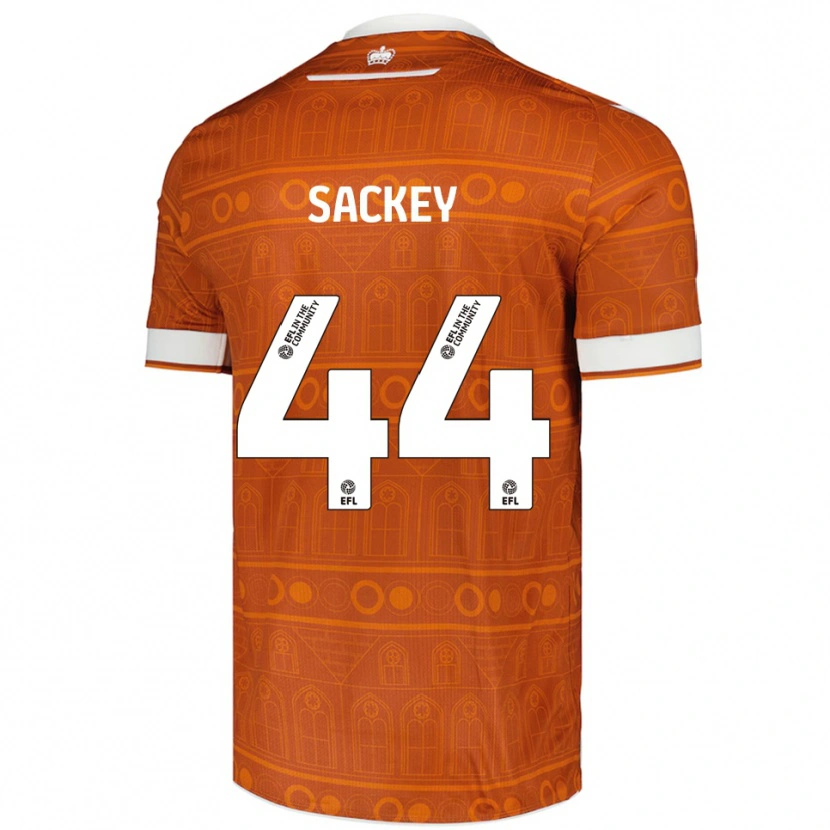 Danxen Uomo Maglia Tyler Sackey #44 Arancione Bianco Kit Gara Away 2025/26 Maglietta