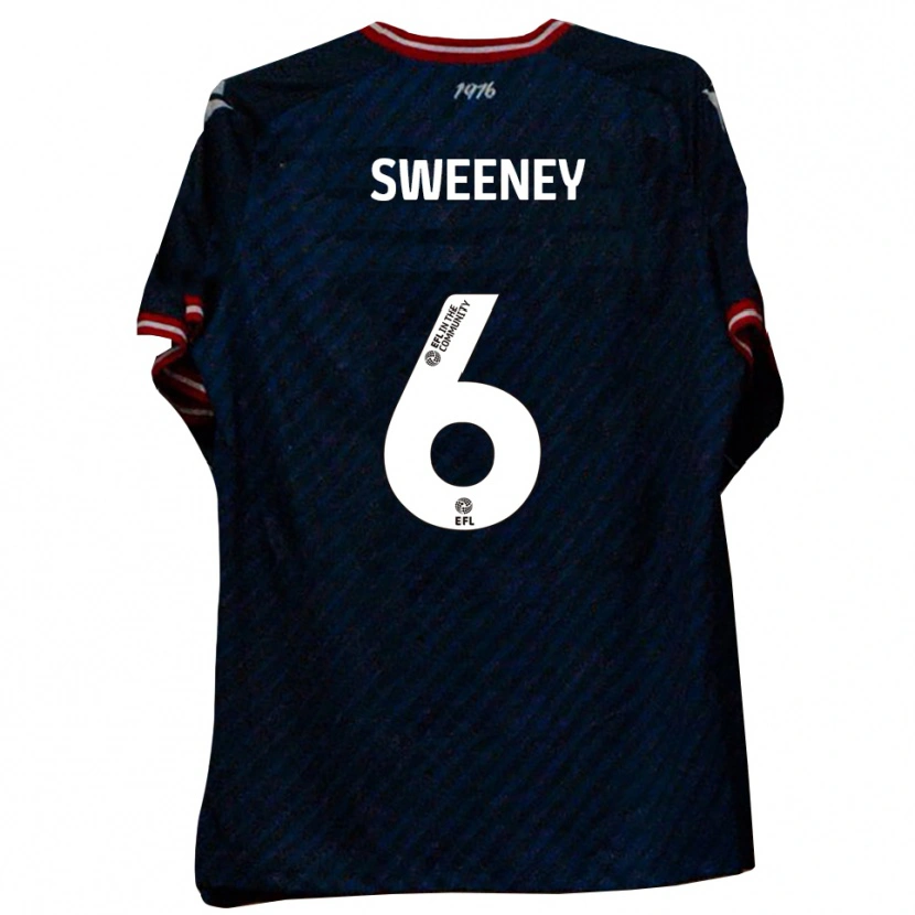 Danxen Uomo Maglia Dan Sweeney #6 Blu Navy Rosso Kit Gara Away 2025/26 Maglietta