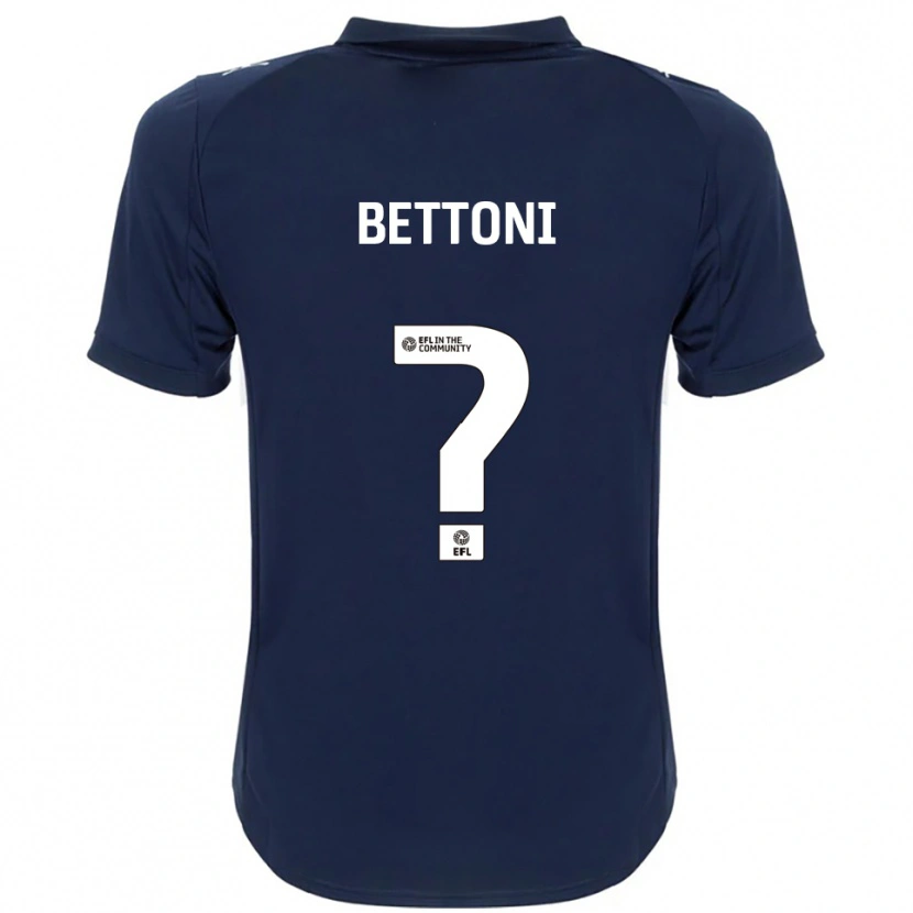 Danxen Uomo Maglia Harrison Bettoni #0 Blu Navy Bianco Kit Gara Away 2025/26 Maglietta