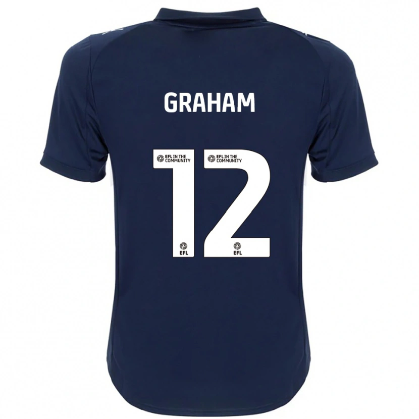Danxen Uomo Maglia Leo Graham #12 Blu Navy Bianco Kit Gara Away 2025/26 Maglietta