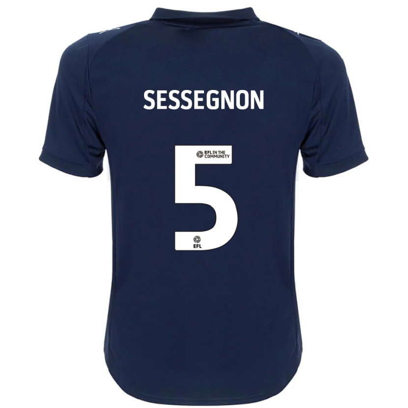 Danxen Uomo Maglia Steven Sessegnon #5 Blu Navy Bianco Kit Gara Away 2025/26 Maglietta