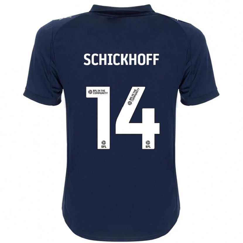 Danxen Uomo Maglia Ella Schickhoff #14 Blu Navy Bianco Kit Gara Away 2025/26 Maglietta