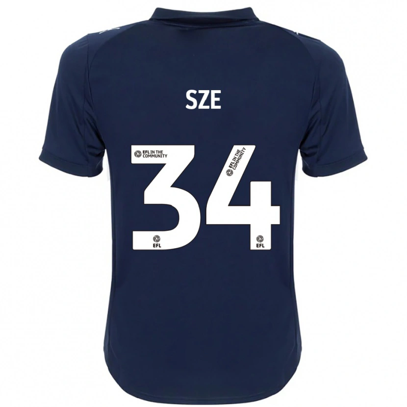 Danxen Uomo Maglia Chris Sze #34 Blu Navy Bianco Kit Gara Away 2025/26 Maglietta