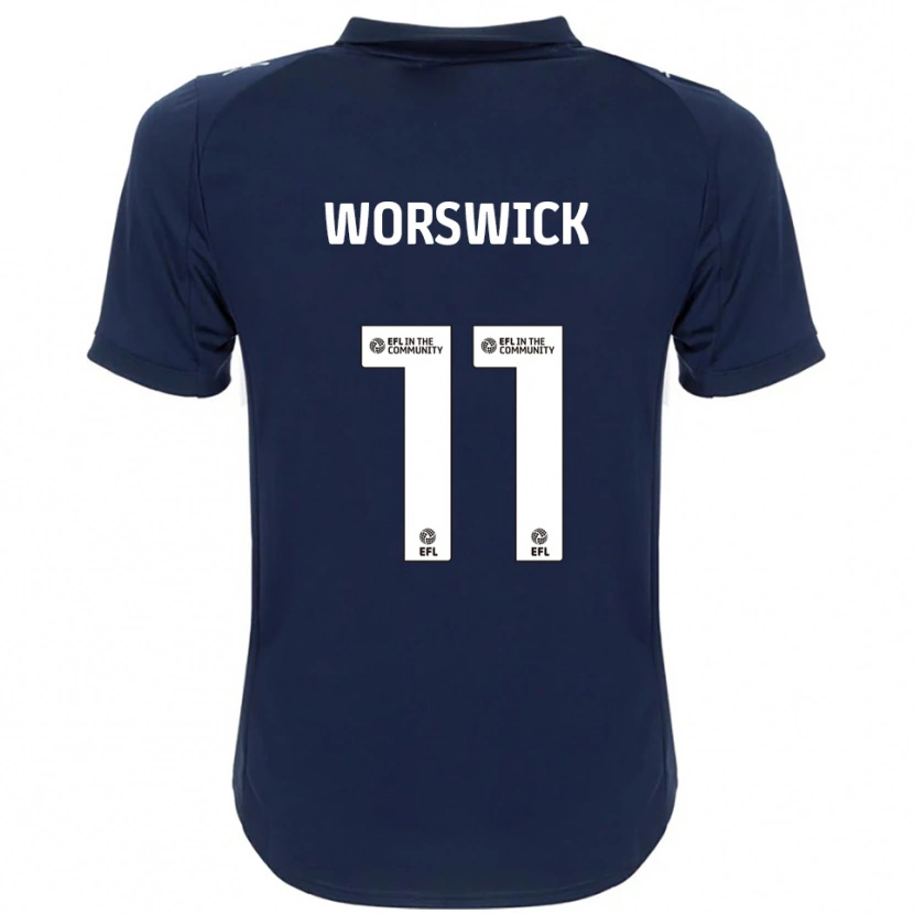 Danxen Uomo Maglia Isobel Worswick #11 Blu Navy Bianco Kit Gara Away 2025/26 Maglietta