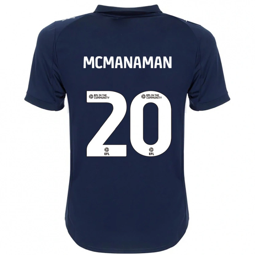 Danxen Uomo Maglia Callum Mcmanaman #20 Blu Navy Bianco Kit Gara Away 2025/26 Maglietta
