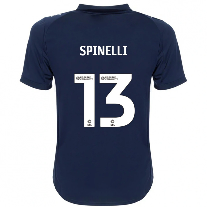 Danxen Uomo Maglia Matteo Spinelli #13 Blu Navy Bianco Kit Gara Away 2025/26 Maglietta
