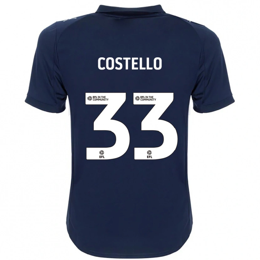 Danxen Uomo Maglia Tom Costello #33 Blu Navy Bianco Kit Gara Away 2025/26 Maglietta