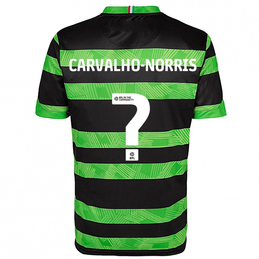 Danxen Uomo Maglia Tom Carvalho-Norris #0 Nero Verde Kit Gara Away 2025/26 Maglietta
