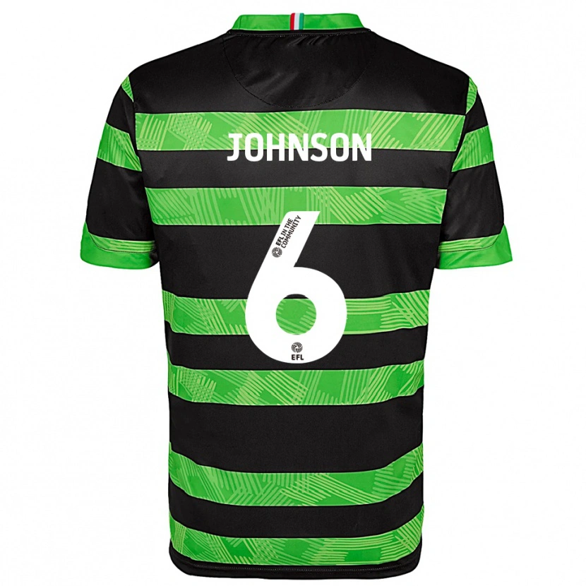 Danxen Uomo Maglia Ryan Johnson #6 Nero Verde Kit Gara Away 2025/26 Maglietta
