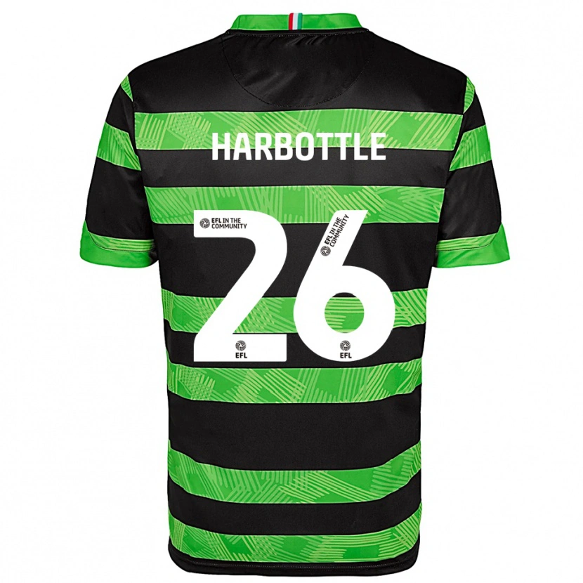 Danxen Uomo Maglia Riley Harbottle #26 Nero Verde Kit Gara Away 2025/26 Maglietta
