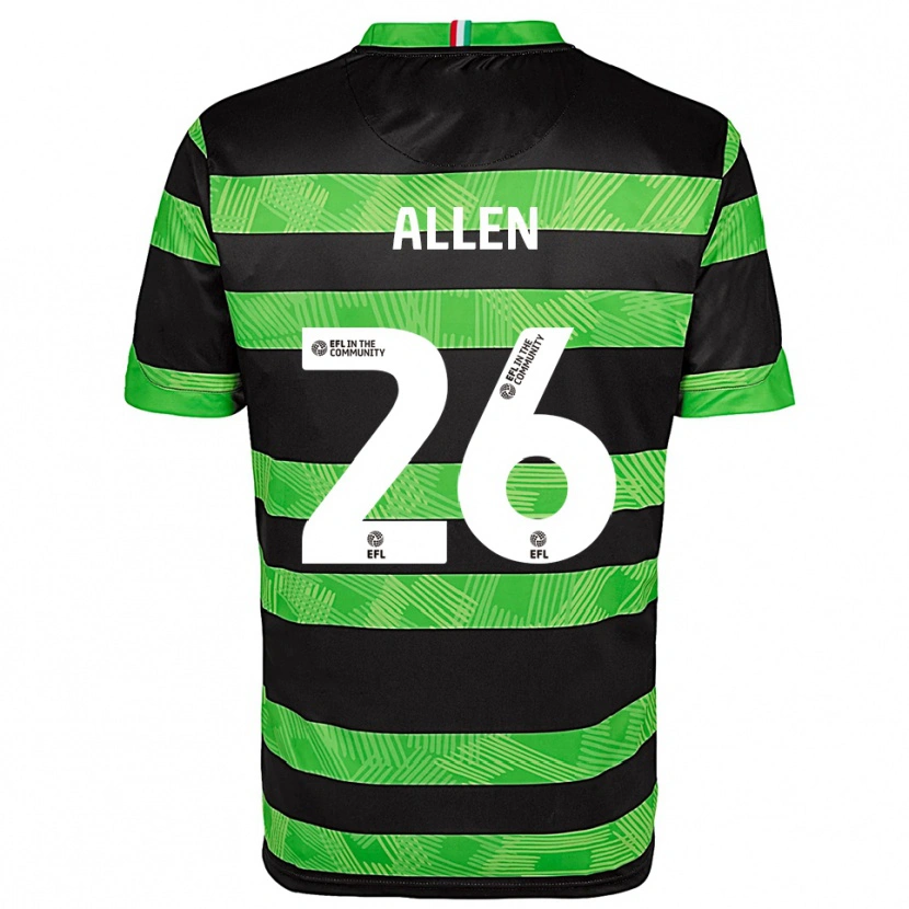 Danxen Uomo Maglia Lauren Allen #26 Nero Verde Kit Gara Away 2025/26 Maglietta