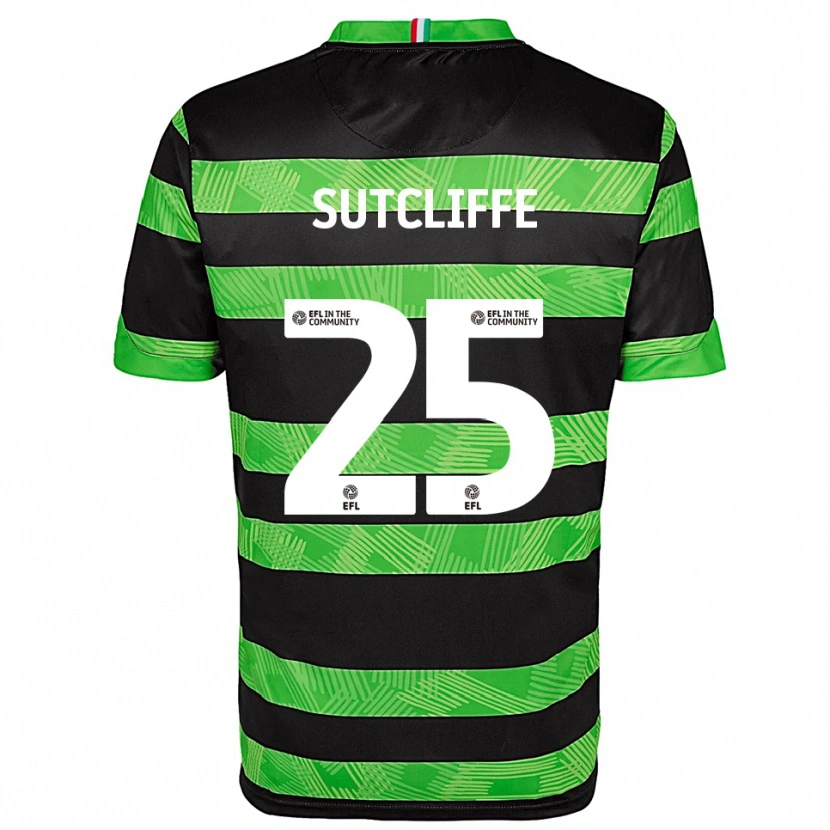 Danxen Uomo Maglia Ethan Sutcliffe #25 Nero Verde Kit Gara Away 2025/26 Maglietta